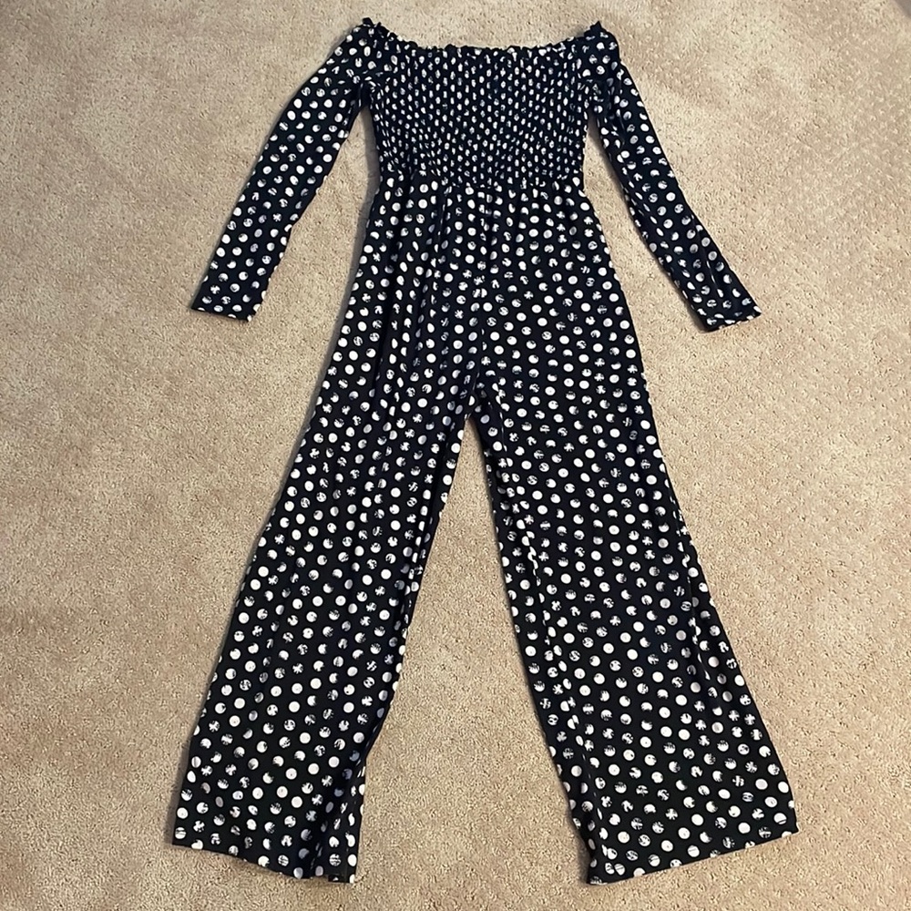 Girls black and white jumpsuit